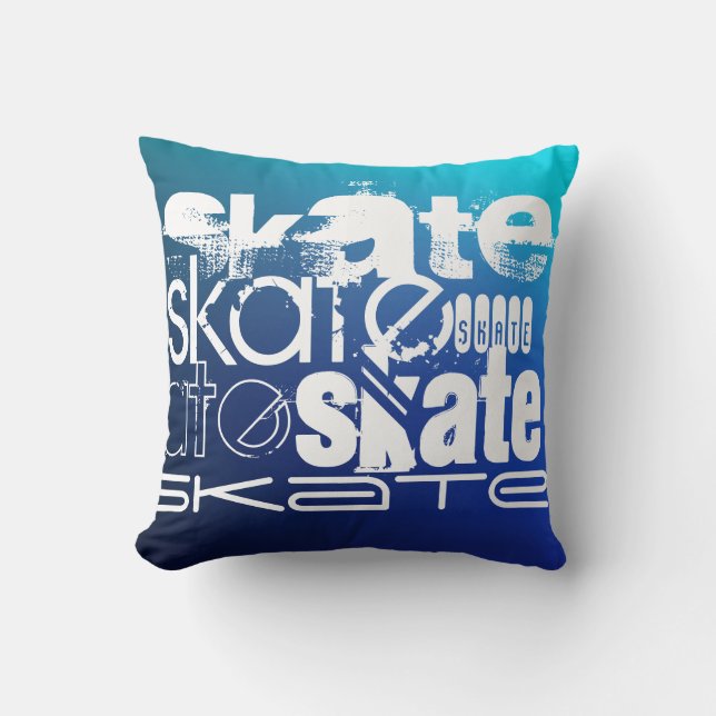 Skate; Blue Gradient Throw Pillow (Front)