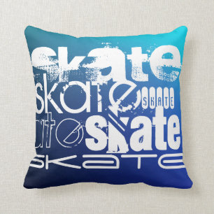 Skate; Blue Gradient Throw Pillow