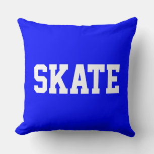 SKATE Bold Athletic White Text On Modern Black Throw Pillow