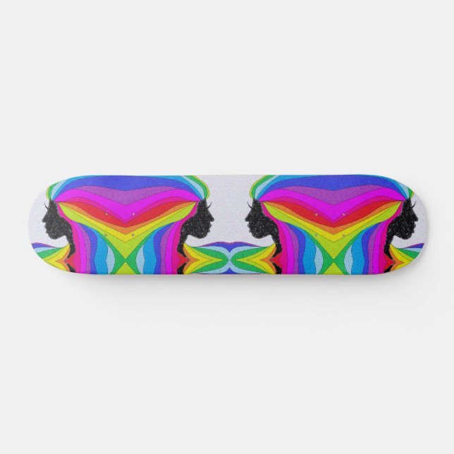 Skate Deck with Rainbow Hair Female Silhouette  (Horz)