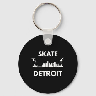 Skate Detroit Mi Skateboarding Fans Detroit Skylin Keychain