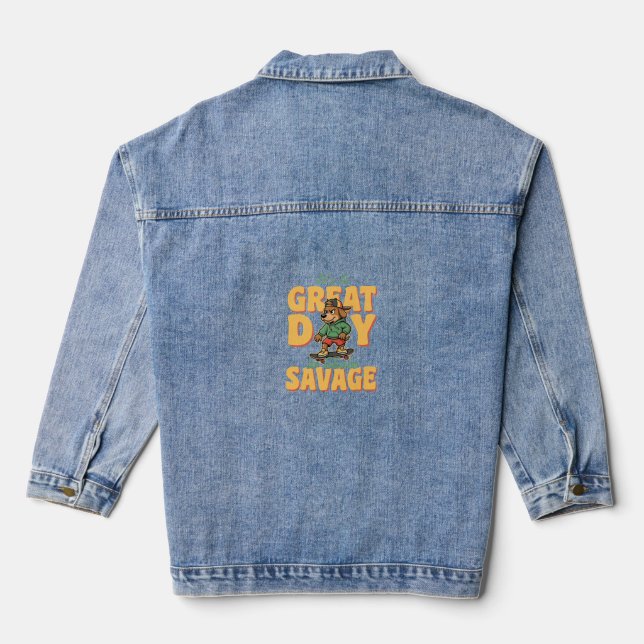 Skate Dog Great Day Savage Denim Jacket (Back)