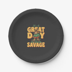 Skate Dog Great Day Savage Paper Plate