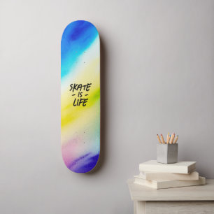 Skate is Life Watercolor Spring Skateboard