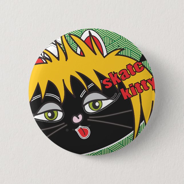 Skate Kitty nesta 2 Inch Round Button (Front)