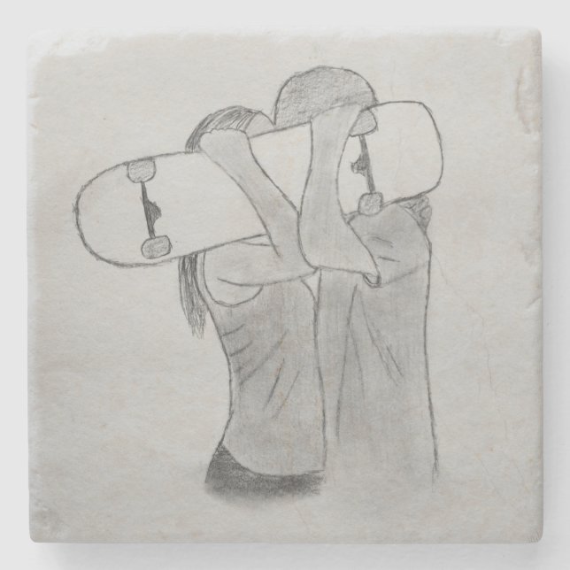 Skate Love Stone Coaster (Front)