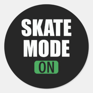 Skate Mode Funny Power Button Skateboarding  Classic Round Sticker