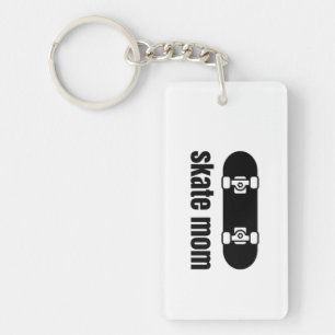skate mom black white keychain