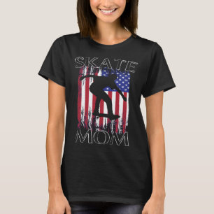 Skate Mom Fun Patriotic American Flag Retro Skate T-Shirt