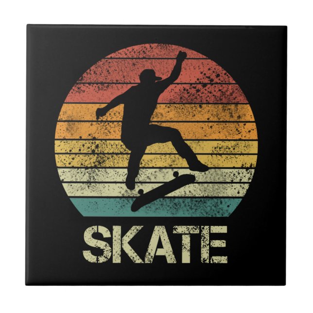 Skate Olli vintage design for skaters Tile (Front)