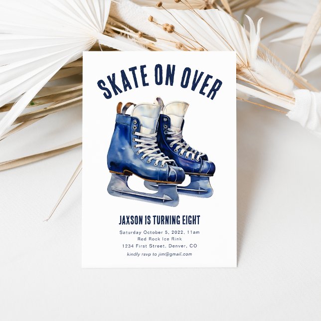 Skate On Over Ice Hockey Birthday Invite Skates (Creator Uploaded)
