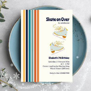 Skate on Over Ice-Skating Retro Birthday Invitation