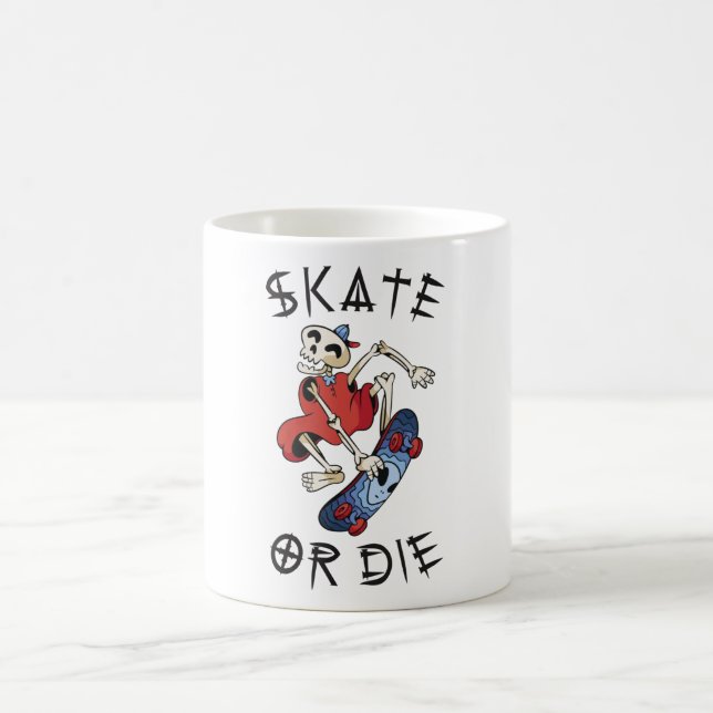 Skate or die funny Skeleton Skateboarder Coffee Mug (Center)