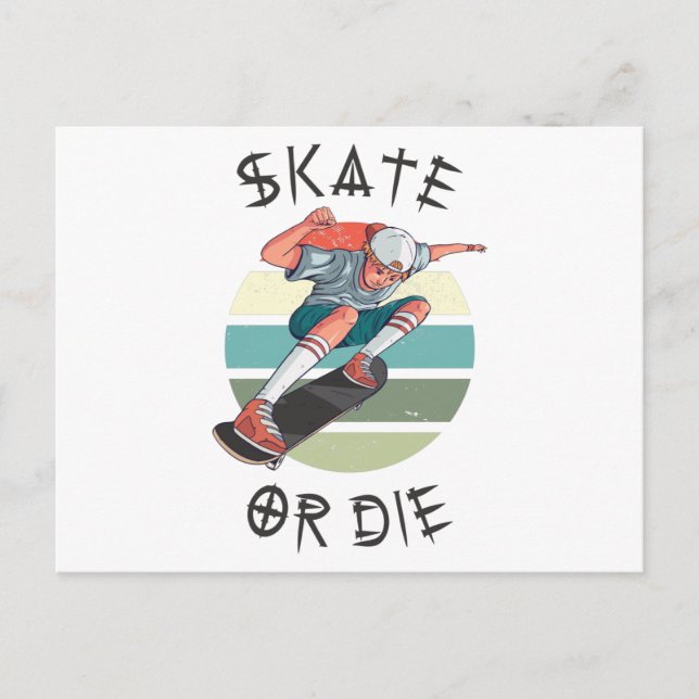 Skate or die Skateboarder Boy Postcard (Front)