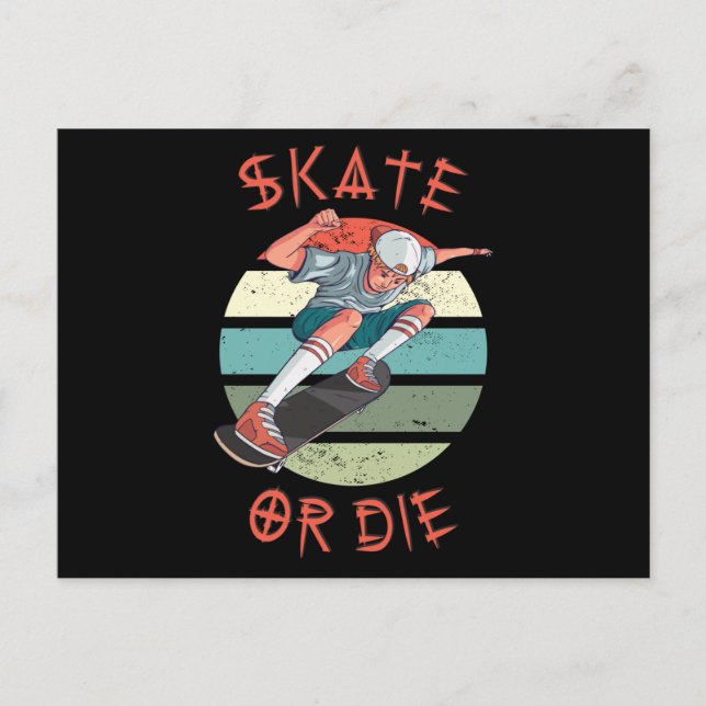 Skate or die Skateboarder Boy Postcard (Front)