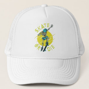 Skate or die Skeleton Skateboarder Trucker Hat