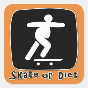 skate or diet square sticker