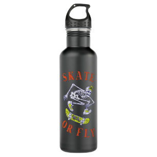 Skate or Fly Skeleton Skateboarder 710 Ml Water Bottle