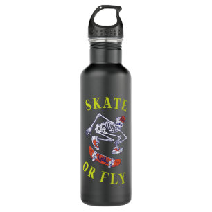 Skate or Fly Skeleton Skateboarder 710 Ml Water Bottle
