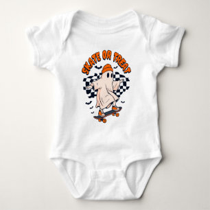 Skate or Treat Ghost Halloween Baby Bodysuit