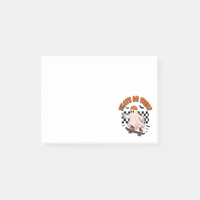 Skate or Treat Ghost Halloween Post-it Notes (Front)