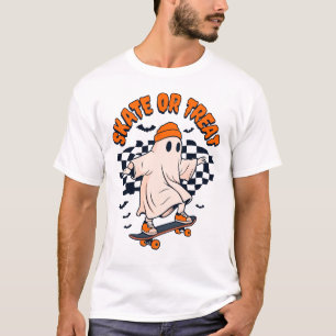 Skate or Treat Ghost Halloween T-Shirt