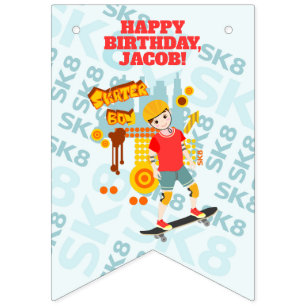 Skate Park Fun Boy Birthday Party Bunting Flags