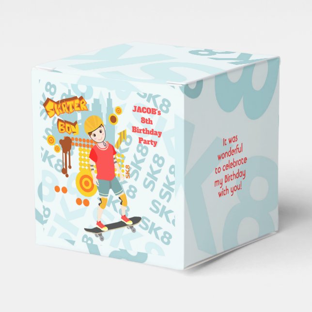Skate Park Fun Boy Birthday Party Favor Box (Front Side)