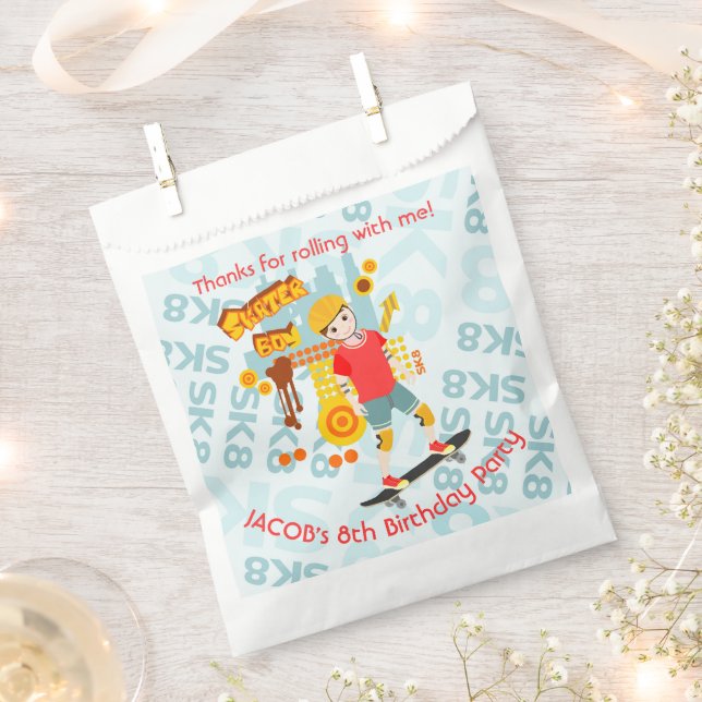 Skate Park Fun Boy Birthday Party Favour Bag (Clipped)