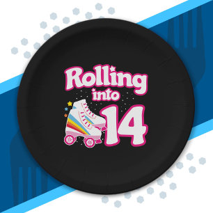 Skate Party - 14th Birthday Party - Roller Skating Paper Plate