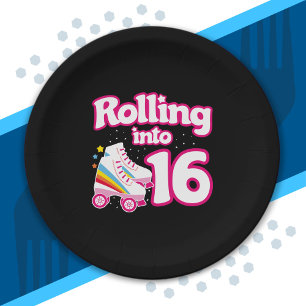 Skate Party - 16th Birthday Party - Roller Skating Paper Plate