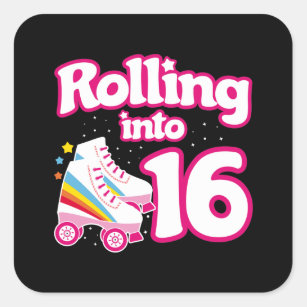 Skate Party - 16th Birthday Party - Roller Skating Square Sticker