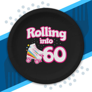 Skate Party - 60th Birthday Party - Roller Skating Paper Plate