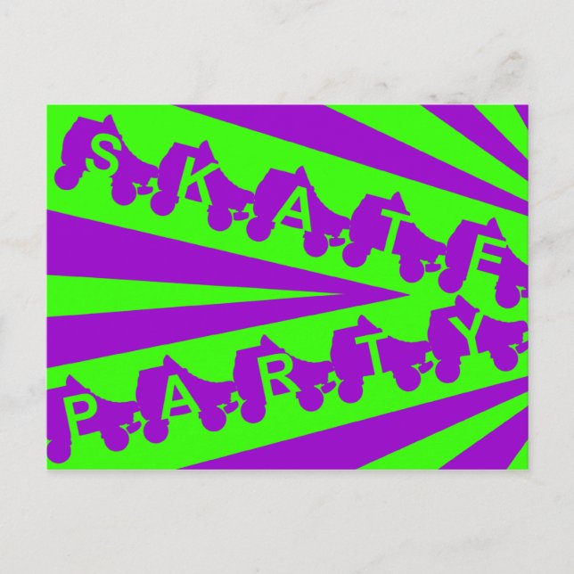 skate party : 80s retro invitation postcard (Front)