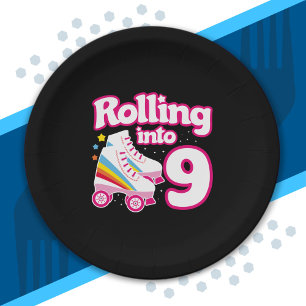 Skate Party - 9th Birthday - Roller Skating Paper Plate