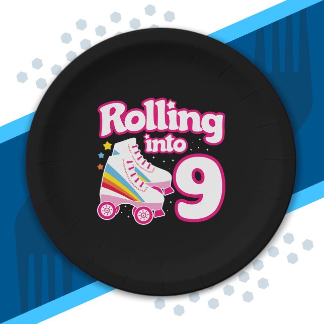 Skate Party - 9th Birthday - Roller Skating Paper Plate (Creator Uploaded)