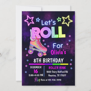 Skate Party Birthday Invitation, Roller Skating Invitation
