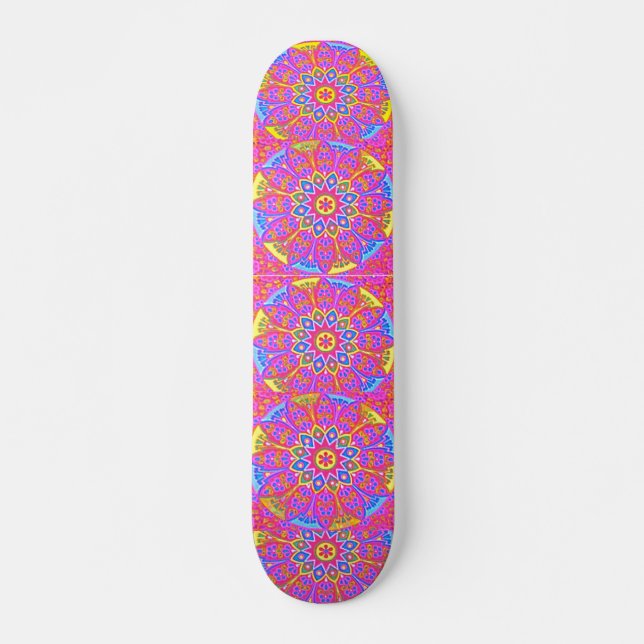 Skate Punk Princess Pink Mandala Skateboard (Front)