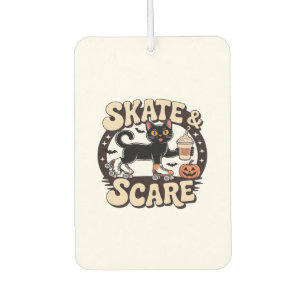 Skate & Scare � Cute Black Cat Roller Skating Over Air Freshener