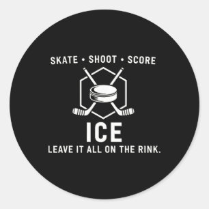 Skate Shoot Score Ice Hockey Rink _1 Classic Round Sticker