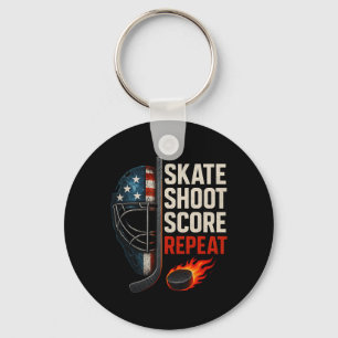 Skate Shoot Score Repeat Hockey Jersey Usa Youth M Keychain