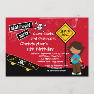Skate Skateboard Party Birthday Invitations