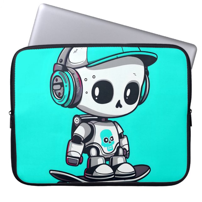Skate SkullBot Laptop Sleeve (Front)