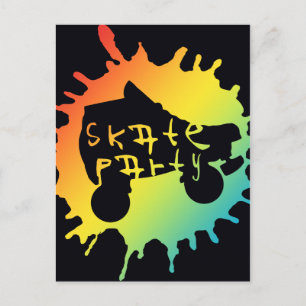 skate splatz party invitation postcard