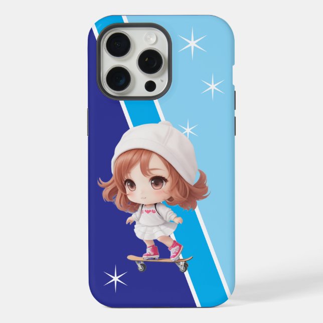 Skate Vibes – Cute Girl 2 on Skateboard Phone Case (Back)