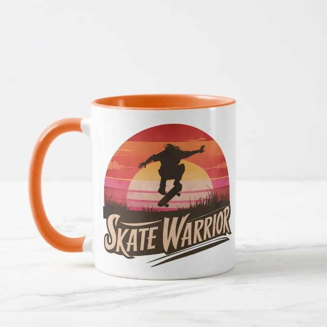 Skate warrior - retro sunset vintage mug (Left)