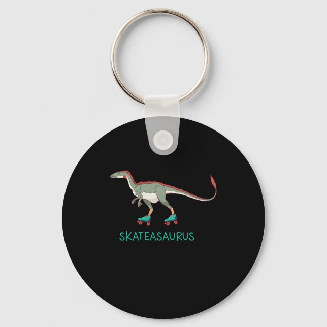 Skateasaurus Dino Inline Skating Rollerblading Gif Keychain (Front)