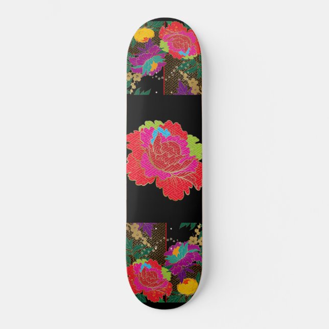 SKATEBOARD 極彩色の牡丹ミックス (Recto)