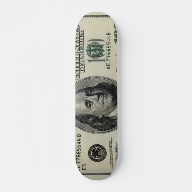 Skateboard 100 planche à roulettes de billet d'un dollar (Devant)