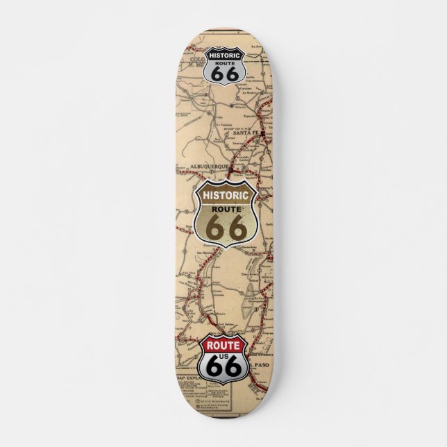 Skateboard 1926 Carte de la Route historique 66 du Nouveau-Me (Devant)
